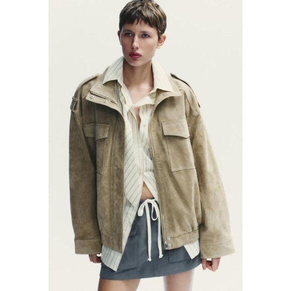 ZARA SUEDE LEATHER JACKET - Picture 9 of 11